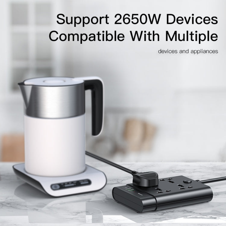 Yesido MC-11 4 Plugs + PD 20W+2 QC3.0 Ports 2650W Multi-functional High Power Socket(UK Plug)