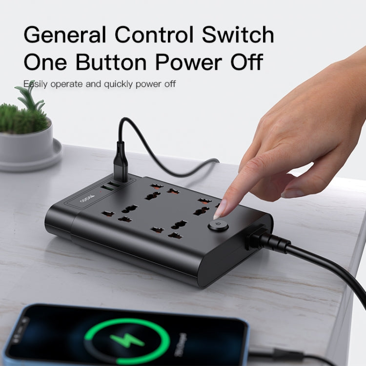 Yesido MC-11 4 Plugs + PD 20W+2 QC3.0 Ports 2650W Multi-functional High Power Socket(UK Plug)