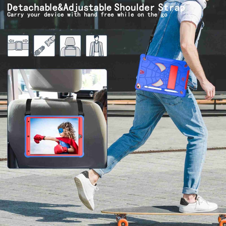 Spider Texture Silicone Hybrid PC Tablet Case with Shoulder Strap, For iPad 10.2 2021 / 2020 / 2019, For iPad mini 6