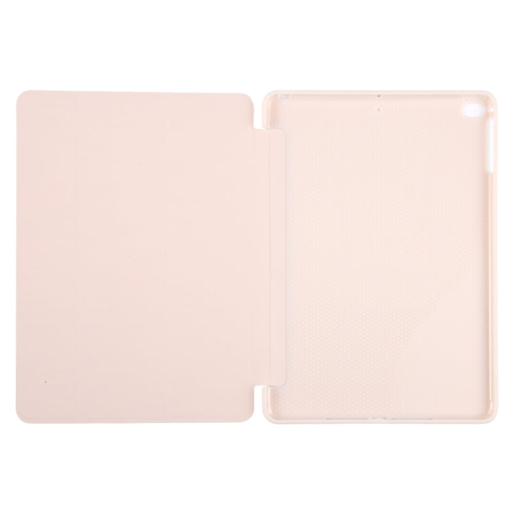 For iPad 9.7 2018 & 2017 / Air / Air2 GEBEI 3-folding Holder Shockproof Flip Leather Tablet Case(Pink)