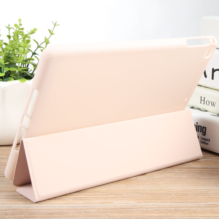 For iPad 9.7 2018 & 2017 / Air / Air2 GEBEI 3-folding Holder Shockproof Flip Leather Tablet Case(Pink)