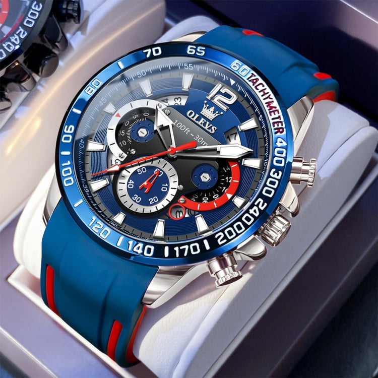 OLEVS 9936 Men Multifunctional Sports Waterproof Quartz Watch(Blue)