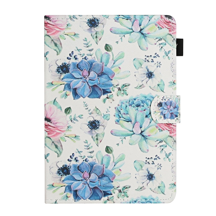 For 8 inch Universal Tablet PC Flower Pattern Horizontal Flip Leather Case with Card Slots & Holder(Blue Flower On White)