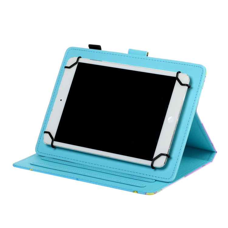 For 8 inch Universal Tablet PC Flower Pattern Horizontal Flip Leather Case with Card Slots & Holder(Blue Flower On White)