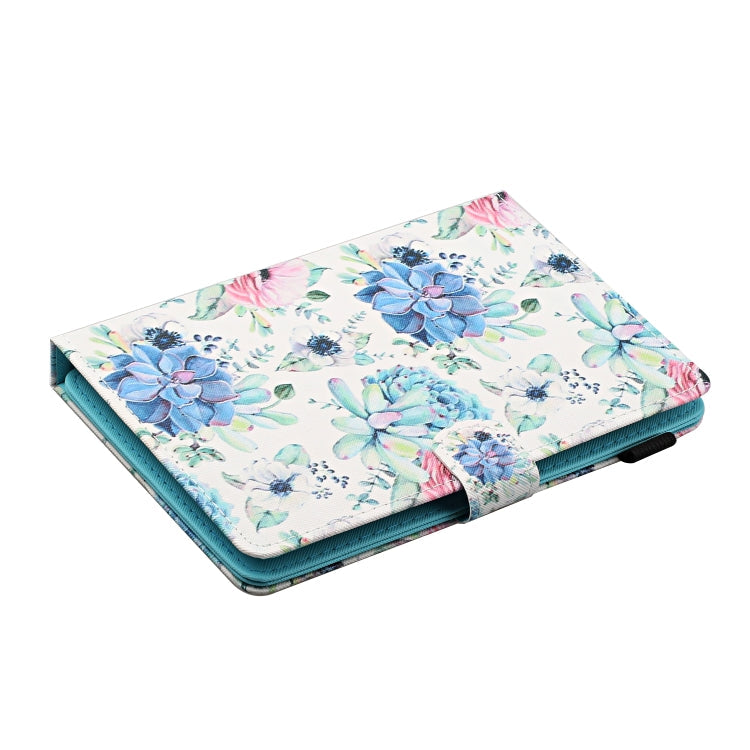 For 8 inch Universal Tablet PC Flower Pattern Horizontal Flip Leather Case with Card Slots & Holder(Blue Flower On White)