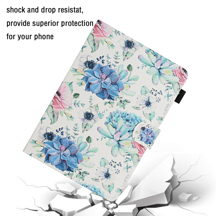 For 8 inch Universal Tablet PC Flower Pattern Horizontal Flip Leather Case with Card Slots & Holder(Blue Flower On White)