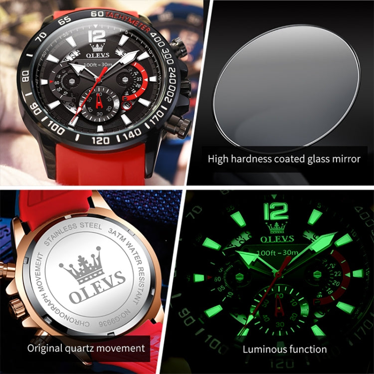 OLEVS 9936 Men Multifunctional Sports Waterproof Quartz Watch(Blue)