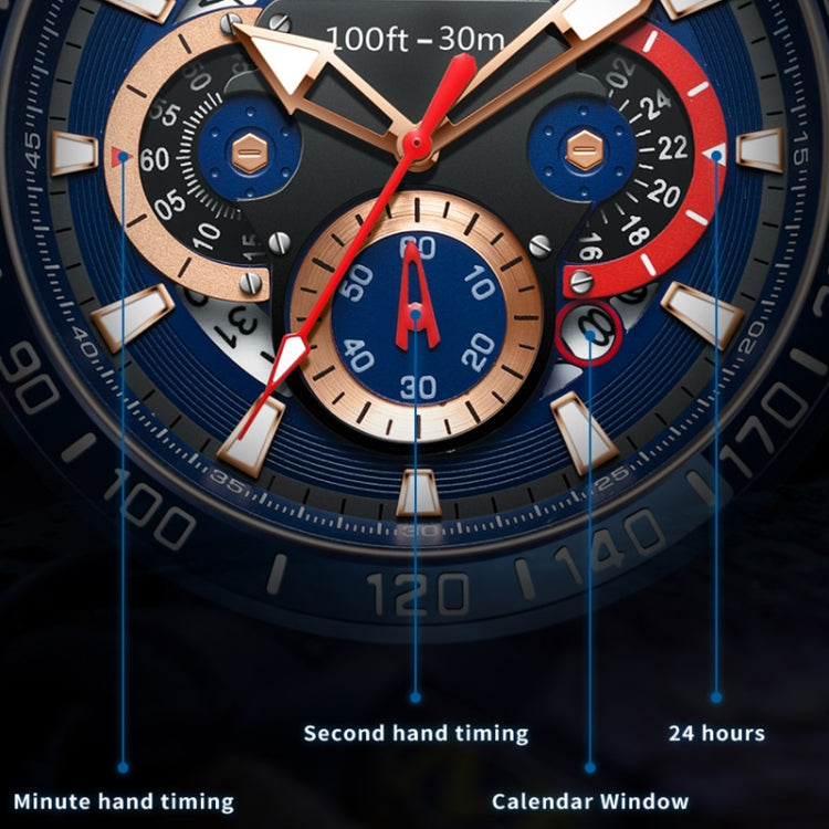 OLEVS 9936 Men Multifunctional Sports Waterproof Quartz Watch(Blue)