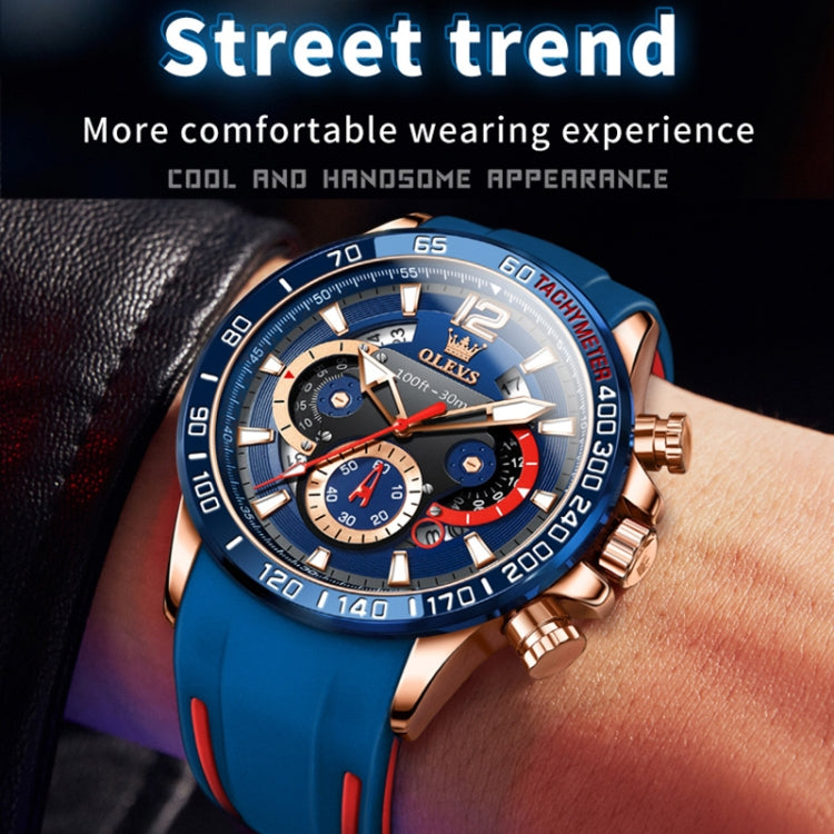 OLEVS 9936 Men Multifunctional Sports Waterproof Quartz Watch(Blue)