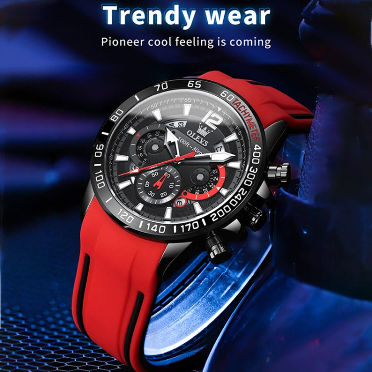 OLEVS 9936 Men Multifunctional Sports Waterproof Quartz Watch(Blue)