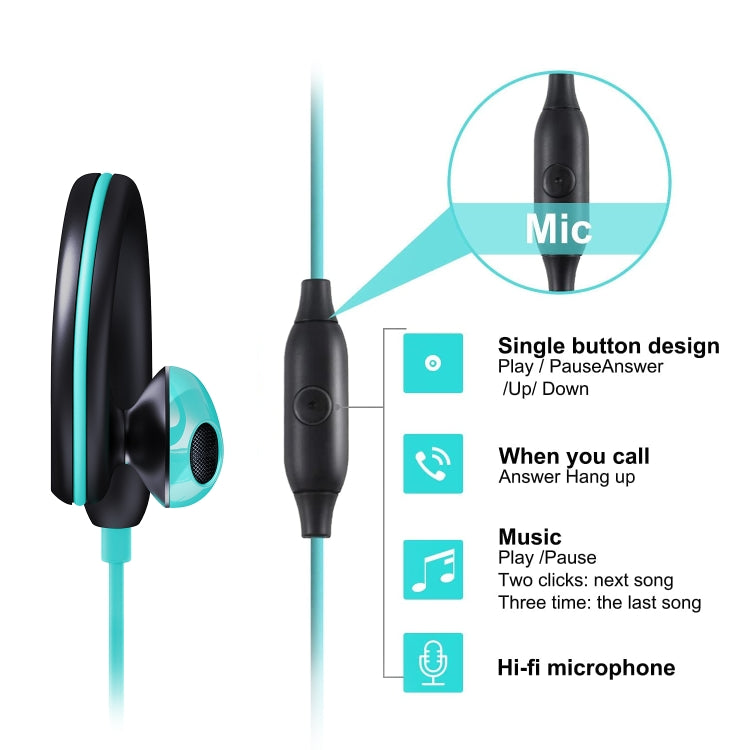 Mucro R12 Wired Stereo Over-Ear Sports Earphone, Length: 1.2m(Blue)