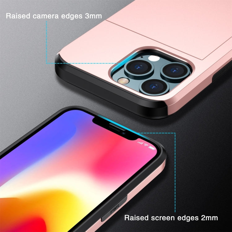 For iPhone 15 Plus Shockproof Armor Phone Case with Slide Card Slot(Dark Blue)