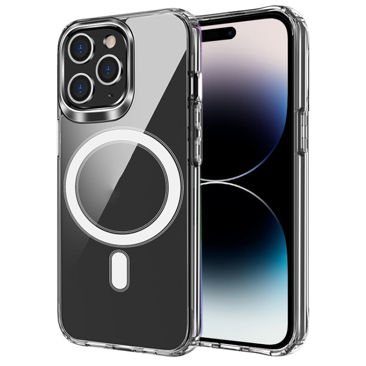 For iPhone 15 Pro Max Four Corner Airbags MagSafe Magnetic Phone Case(Transparent)