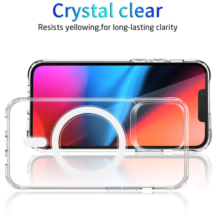 For iPhone 15 Pro Max Four Corner Airbags MagSafe Magnetic Phone Case(Transparent)