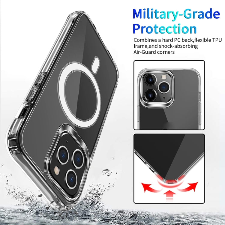 For iPhone 15 Pro Max Four Corner Airbags MagSafe Magnetic Phone Case(Transparent)