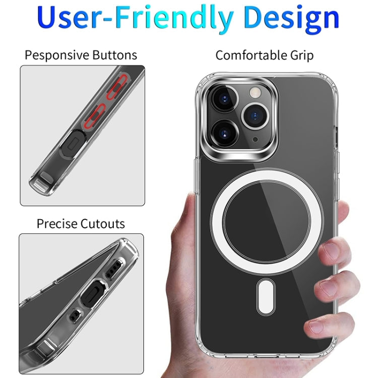 For iPhone 15 Pro Max Four Corner Airbags MagSafe Magnetic Phone Case(Transparent)