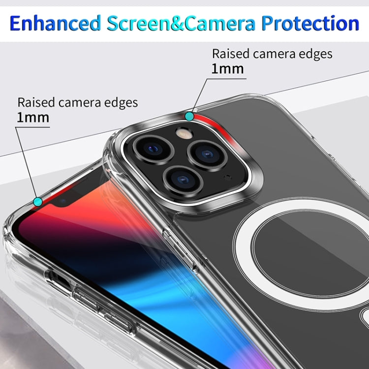 For iPhone 15 Pro Max Four Corner Airbags MagSafe Magnetic Phone Case(Transparent)