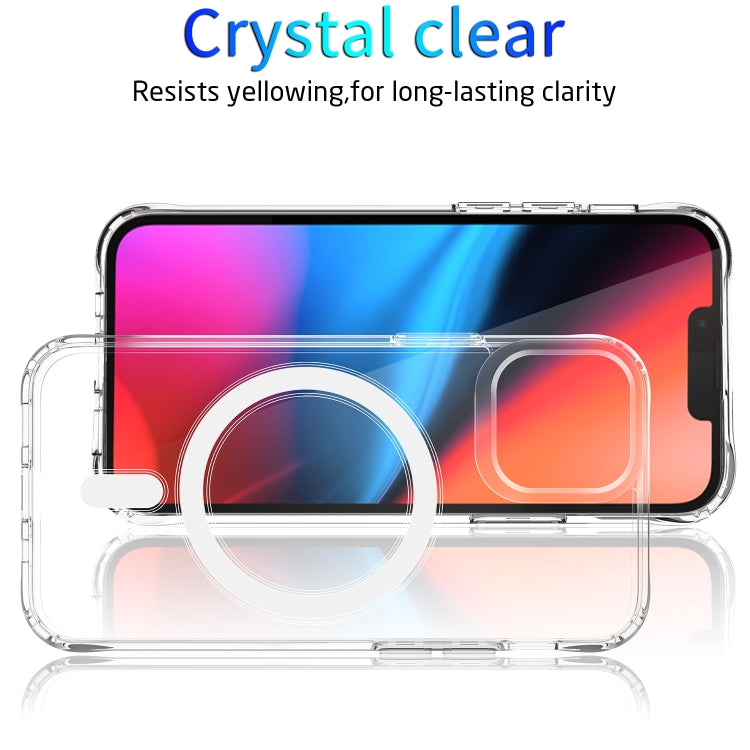 For iPhone 15 Four Corner Airbags MagSafe Magnetic Phone Case(Transparent)