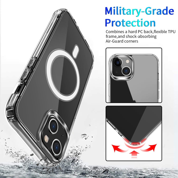 For iPhone 15 Four Corner Airbags MagSafe Magnetic Phone Case(Transparent)