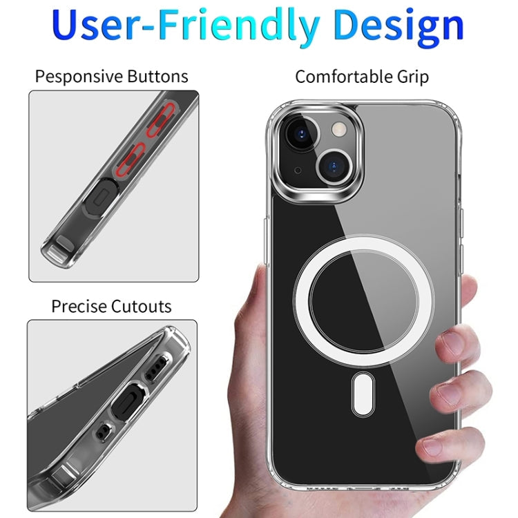 For iPhone 15 Four Corner Airbags MagSafe Magnetic Phone Case(Transparent)