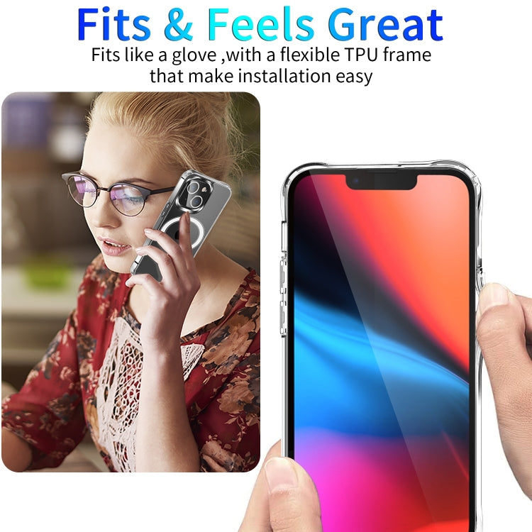 For iPhone 15 Four Corner Airbags MagSafe Magnetic Phone Case(Transparent)