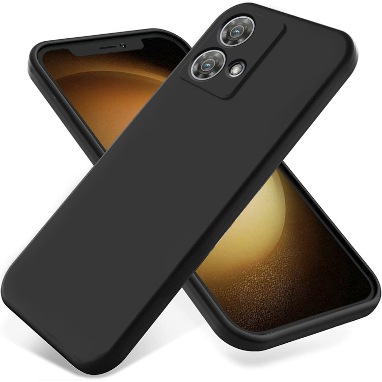 For Motorola Edge 40 Neo Pure Color Liquid Silicone Shockproof Phone Case(Black)