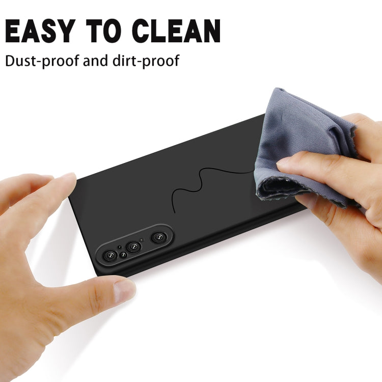 For Sony Xperia 1 V Pure Color Liquid Silicone Shockproof Phone Case(Black)