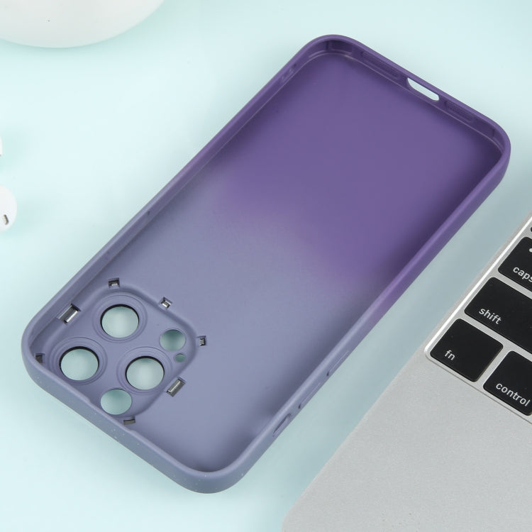 For iPhone 14 Pro Max Gradient Starry Silicone Phone Case with Lens Film(Grey Purple)