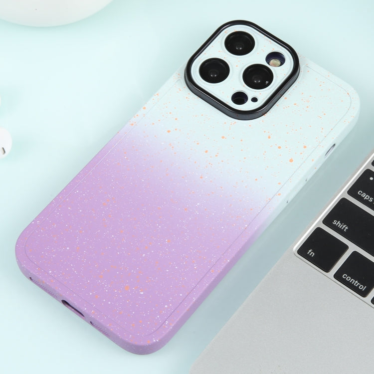 For iPhone 11 Gradient Starry Silicone Phone Case with Lens Film(White Purple)