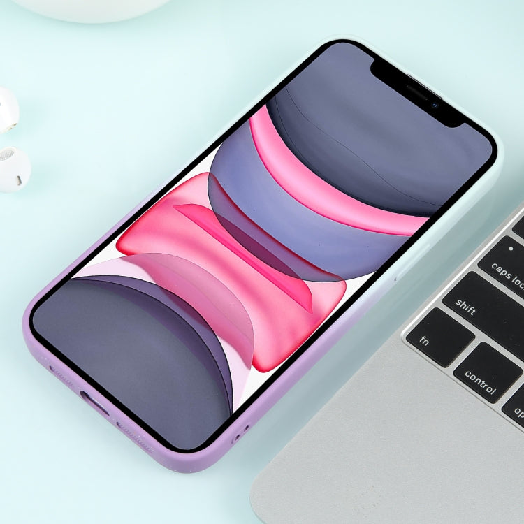 For iPhone 11 Gradient Starry Silicone Phone Case with Lens Film(White Purple)