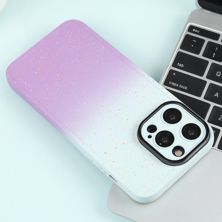 For iPhone 11 Gradient Starry Silicone Phone Case with Lens Film(White Purple)