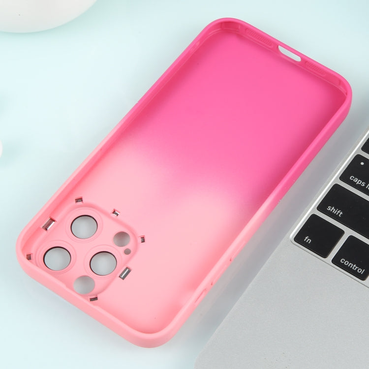 For iPhone 11 Pro Max Gradient Starry Silicone Phone Case with Lens Film(Pink Red)