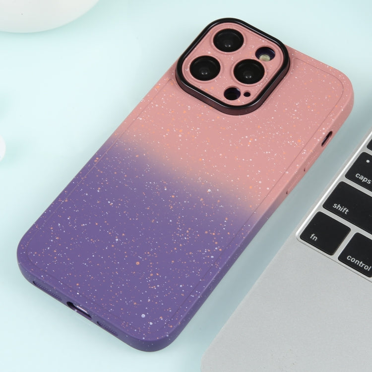 For iPhone 11 Pro Max Gradient Starry Silicone Phone Case with Lens Film(Pink Purple)