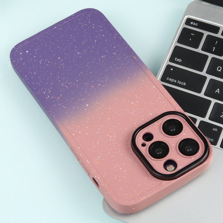 For iPhone 11 Pro Max Gradient Starry Silicone Phone Case with Lens Film(Pink Purple)