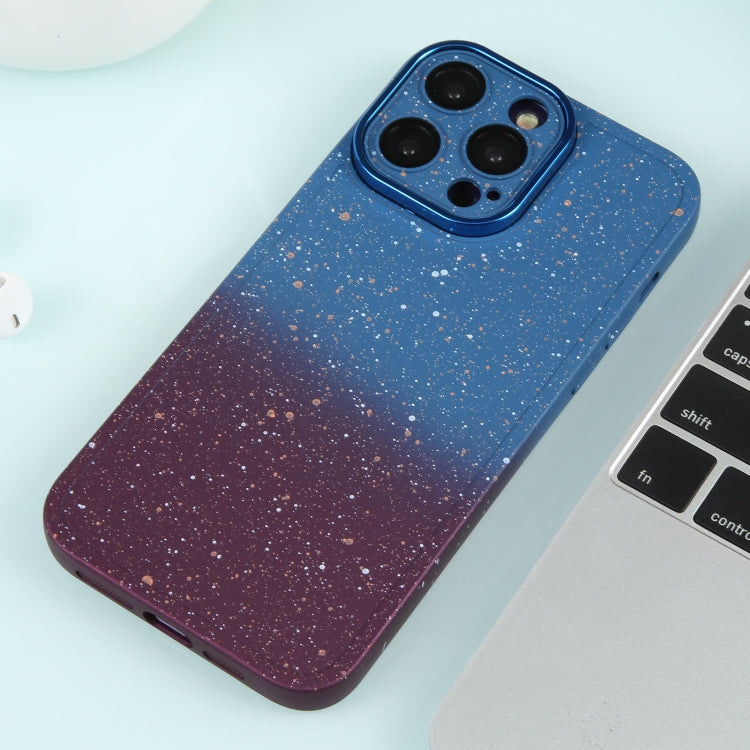 For iPhone 11 Pro Max Gradient Starry Silicone Phone Case with Lens Film(Blue Red)