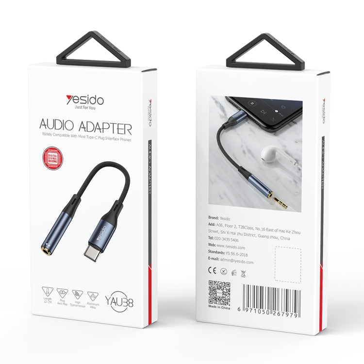 Yesido YAU38 Type-C to 3.5mm Female Audio Adapter(Black)