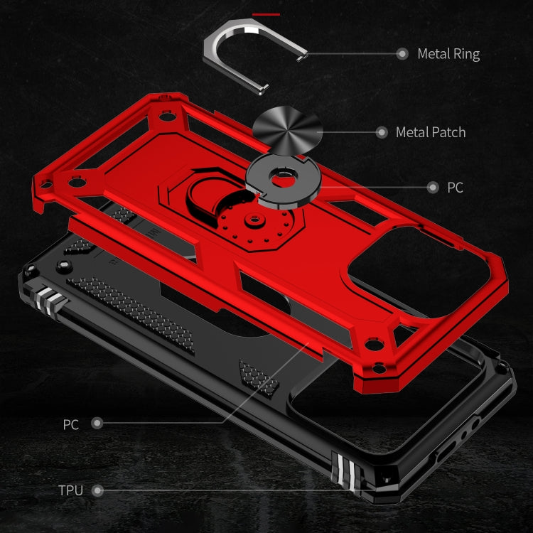 For iPhone 15 Plus Shockproof TPU + PC Phone Case with Holder(Red)