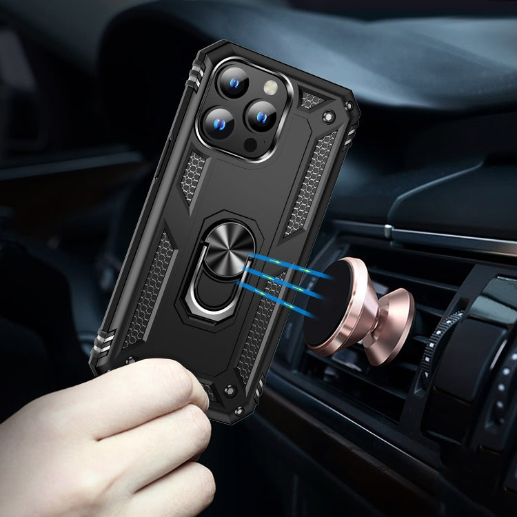 For iPhone 15 Pro Shockproof TPU + PC Phone Case with Holder(Black)