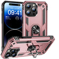 For iPhone 15 Pro Shockproof TPU  PC Phone Case with Holder(Rose Gold)