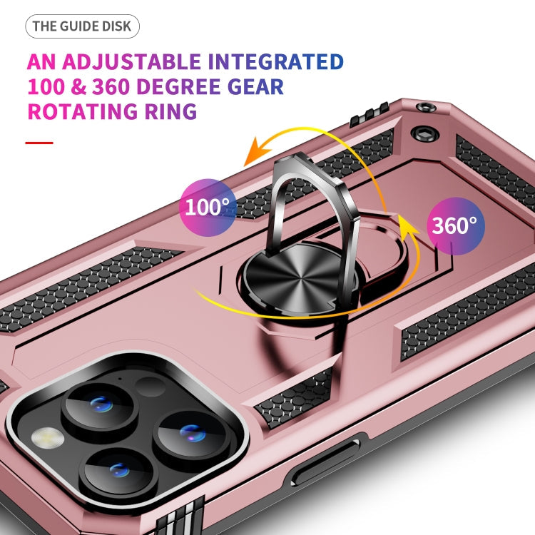 For iPhone 15 Pro Shockproof TPU  PC Phone Case with Holder(Rose Gold)