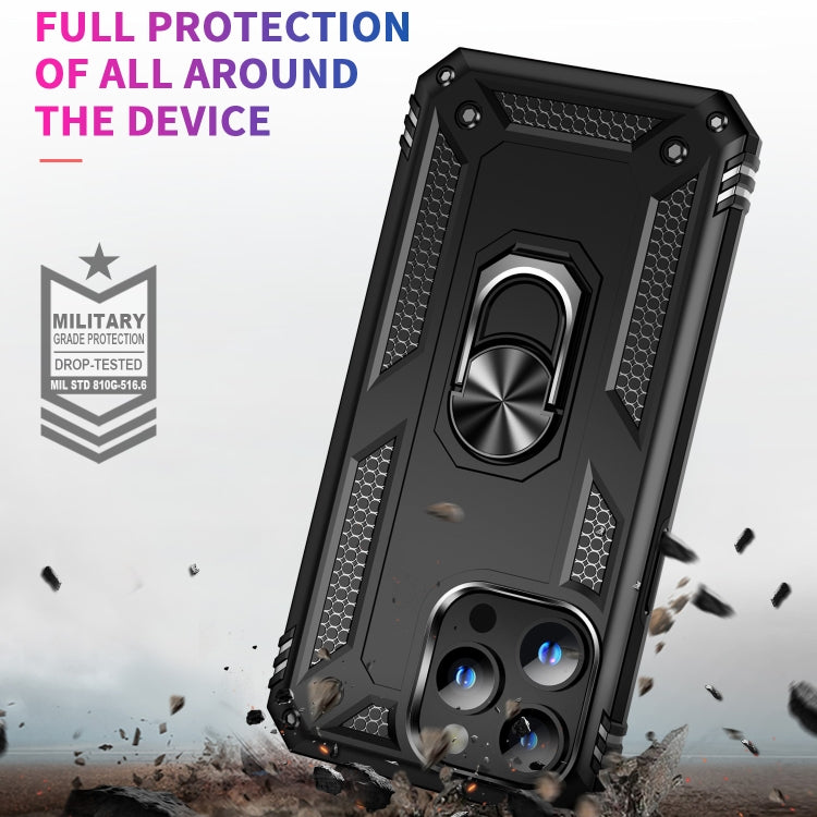 For iPhone 15 Pro Max Shockproof TPU  PC Phone Case with Holder(Black)