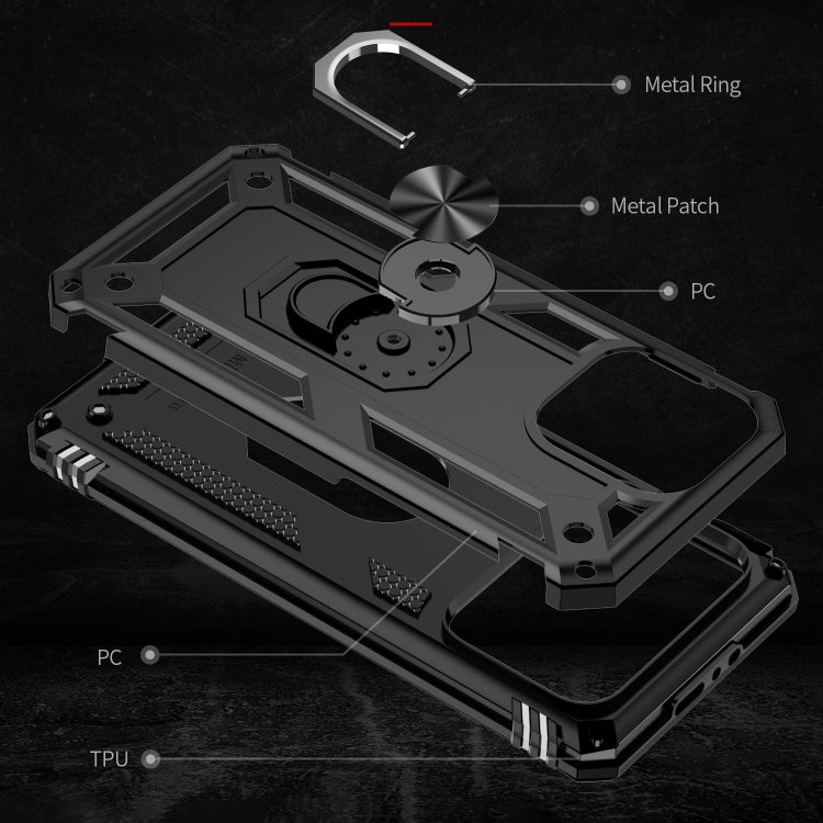 For iPhone 15 Pro Max Shockproof TPU  PC Phone Case with Holder(Black)