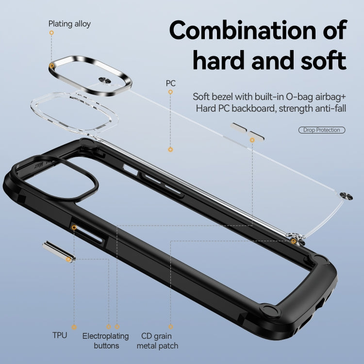 For iPhone 15 Pro Max TPU + PC Lens Protection Phone Case(Black)