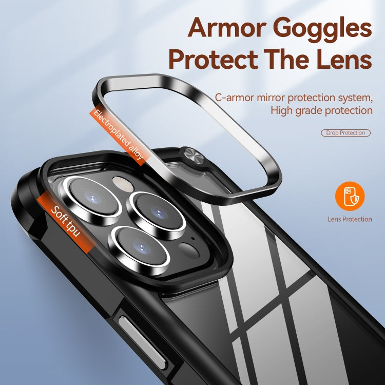 For iPhone 15 Pro Max TPU + PC Lens Protection Phone Case(Black)