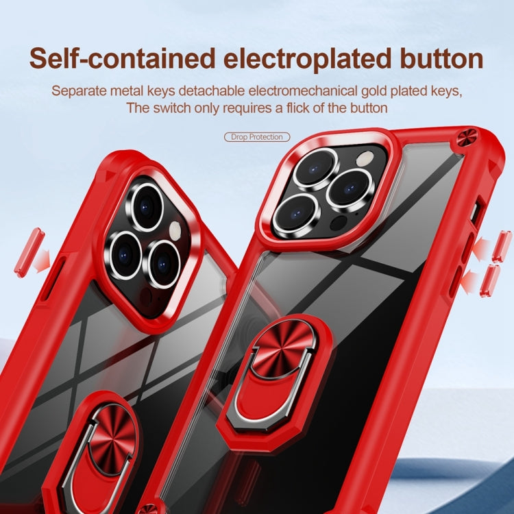 For iPhone 15 Pro TPU + PC Lens Protection Phone Case with Ring Holder(Red)