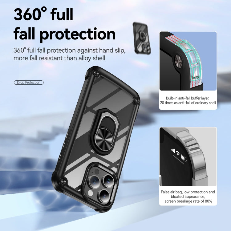 TPU + PC Lens Protection Phone Case with Ring Holder, For iPhone 16 Pro Max, For iPhone 16 Pro, For iPhone 16 Plus, For iPhone 16