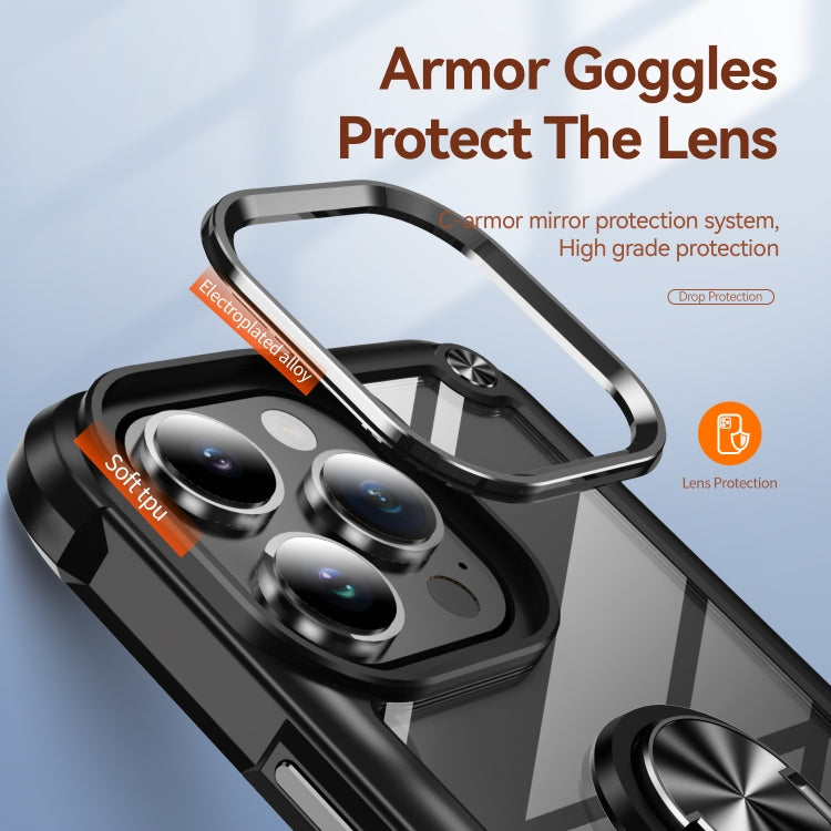 TPU + PC Lens Protection Phone Case with Ring Holder, For iPhone 16 Pro Max, For iPhone 16 Pro, For iPhone 16 Plus, For iPhone 16