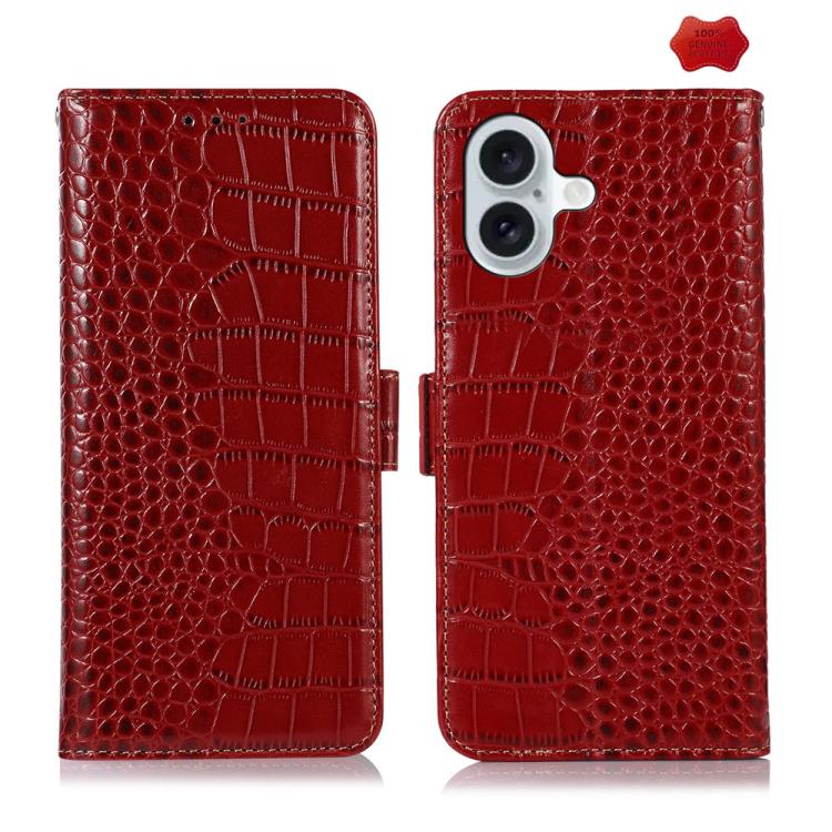 Crocodile Top Layer Cowhide Leather Phone Case, For iPhone 16e / 17e, For iPhone 17 Pro Max, For iPhone 17 Pro, For iPhone 17, For iPhone Air, For iPhone 16 Pro Max