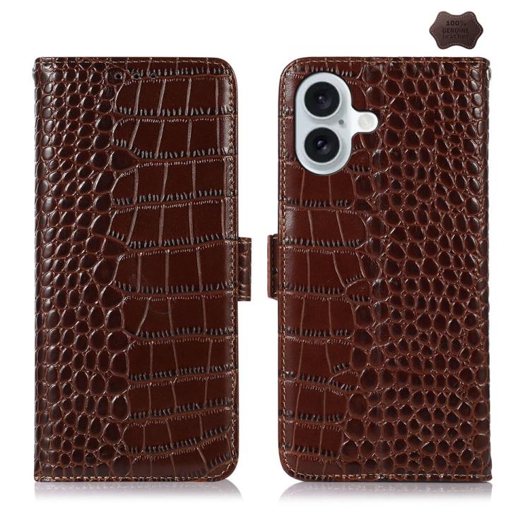 Crocodile Top Layer Cowhide Leather Phone Case, For iPhone 16e / 17e, For iPhone 17 Pro Max, For iPhone 17 Pro, For iPhone 17, For iPhone Air, For iPhone 16 Pro Max