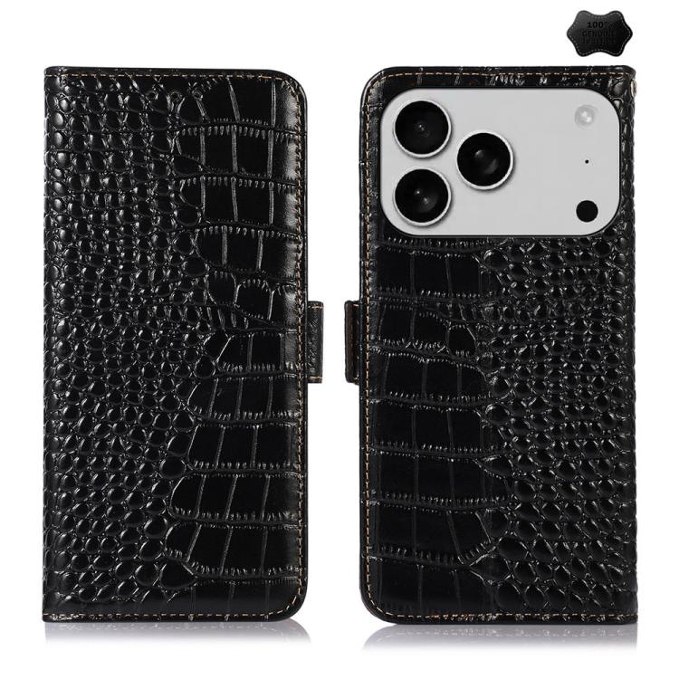 Crocodile Top Layer Cowhide Leather Phone Case, For iPhone 16e / 17e, For iPhone 17 Pro Max, For iPhone 17 Pro, For iPhone 17, For iPhone Air, For iPhone 16 Pro Max
